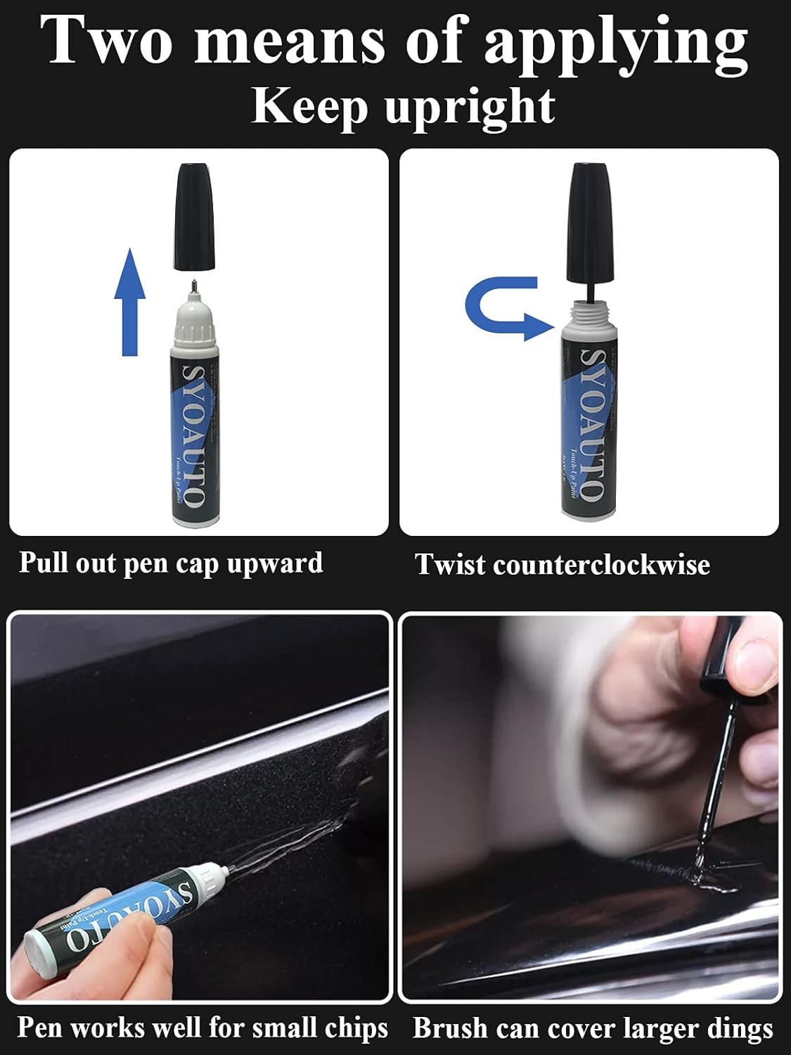 SYOAUTO Crystal Black Pearl NH731P Touch Up Paint Fit for Honda Auto Touch up Paint Scratch Repair Pen Brush and Tip 2 in 1 Crystal Black Pearl