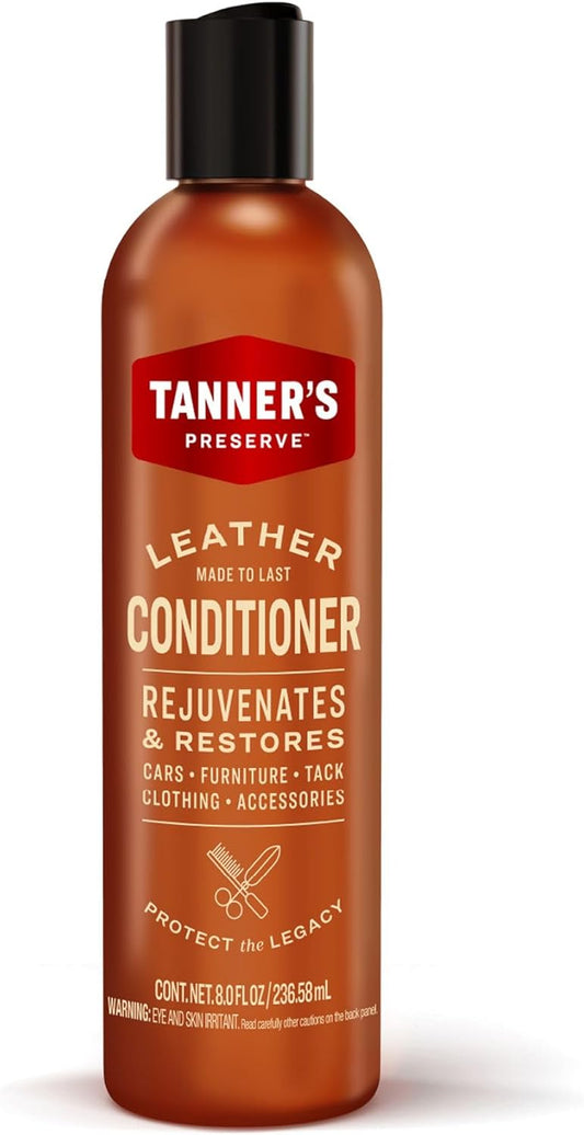 Tanner's Preserve Leather Conditioner, Rejuvinates & Restores Finished Leather, Use for Cars & Interiors, Couches & Furniture, Saddles & More, 8 Fl Oz