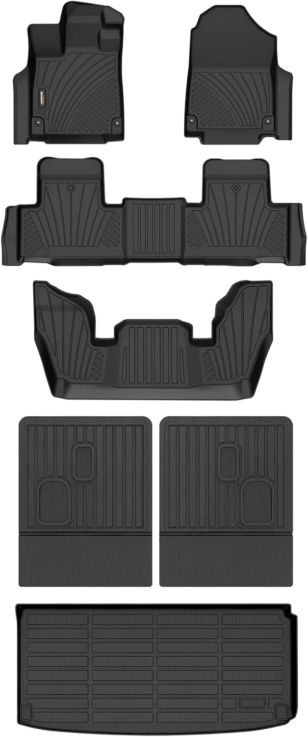 Binmotor-All Weather Custom Floor Mats with Cargo Liner for Acura MDX 2025 2024-2022, 1st & 2nd & 3rd Row Full Set Car Mats TPE, Heavy Duty Car Floor Liners for MDX Accessories
