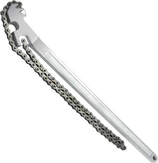 24 Inch Heavy Duty Carbon Steel Pipe Wrench, Fits Max 12 Inch Diameter, Adjustable Large Chain Oil Filter Wrench for Universal Use