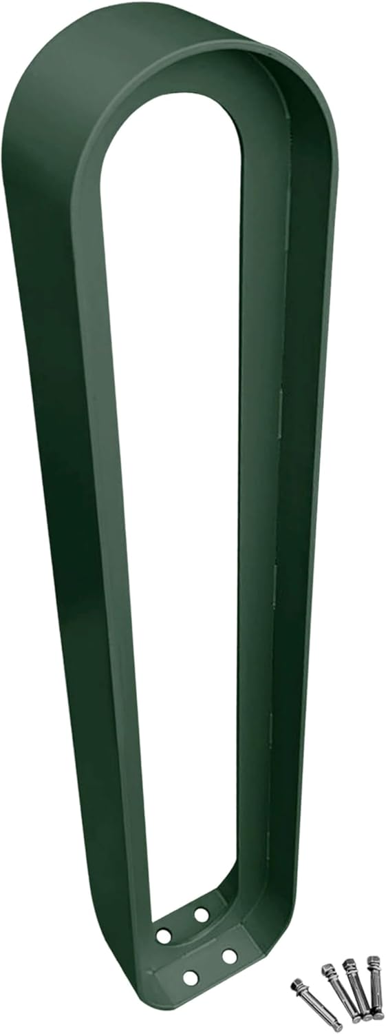 Sandbaggy Modern Commercial Bike Rack | 6.5” x 3” x 35” Oval Design | In-Ground | Anchor Bolts Included (Green, 20)