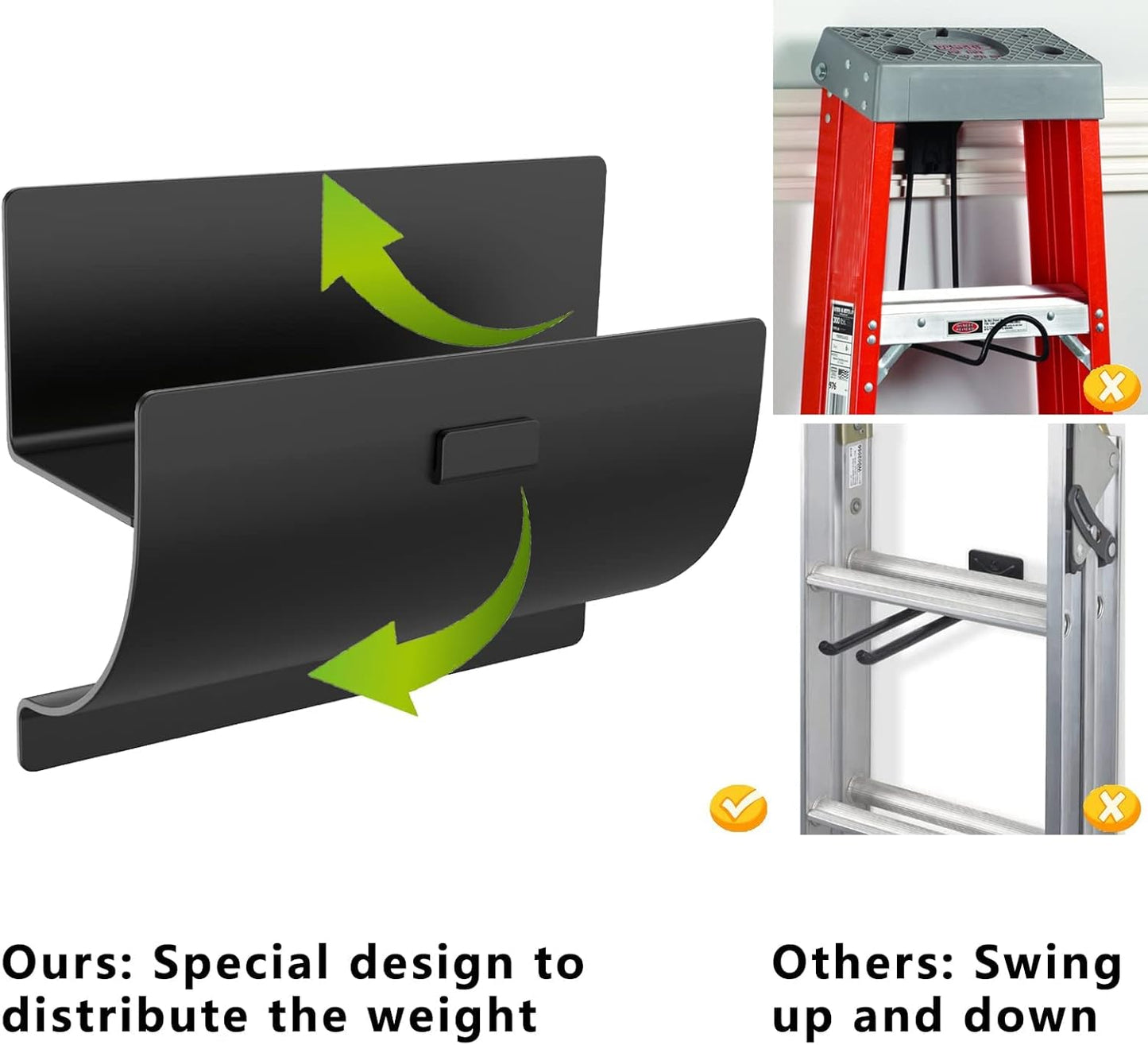 Heavy-Duty Ladder Hanger-Wall Mount Ladder Hooks for Storage-Wheelbarrow Hangers for Garage Wall-2 Pack