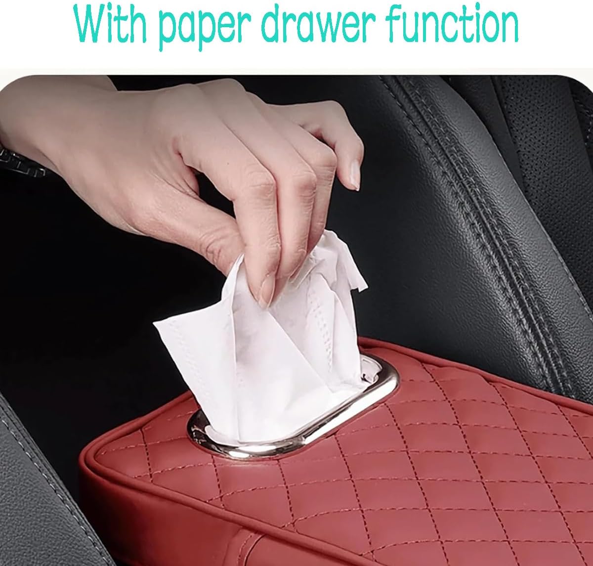 Car Armrest Cover Leather Car Console Covers Box Pad with Pocket and Tissue Box Arm Rest Cover for Car for SUV Truck Sedan Vehicle (Favor-Dark)