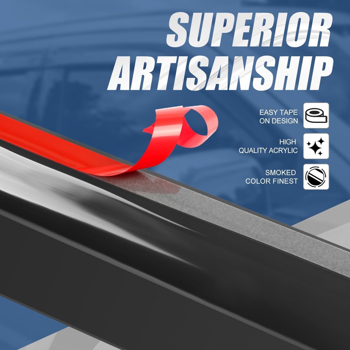 Auto Dynasty 2Pcs Carbon Fiber Pattern Window Visors Compatible with 1993-2009 Ford Ranger Mazda B2300 B2500 B3000, Tape-On Front Window Deflectors Rain Guards Sun Air Side Vent Shade, Glossy Black