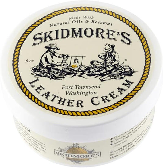 Skidmore's Leather Cream: All-Natural, Non-Toxic Leather Conditioner - Made in USA Since 1984. Water Repellent Formula Restores Leather Couches, Car Seats, Boots, Shoes, Purses, Bags, and Tack. 6 Oz