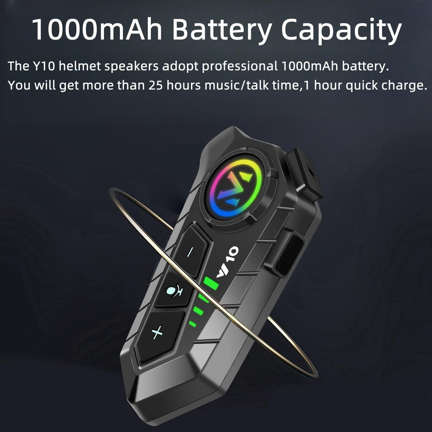 Motorcycle Helmet Wireless Headset Speakers with Hifi Sound,Noise Cancellation,25 Hours Battery Life,Boom Mircrophone,Easy to Install Use with Golves,IPX6 Waterproof,Voice Assistant,Link Two Devices