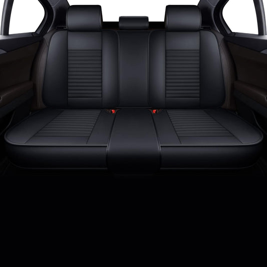 LINGVIDO Car Seat Covers, Breathable and Waterproof Faux Leather Automotive Seat Covers for Cars SUV Truck Sedan,Universal Anti-Slip Seat Cover with Backrest (Rear Seat, Black-Blueline)