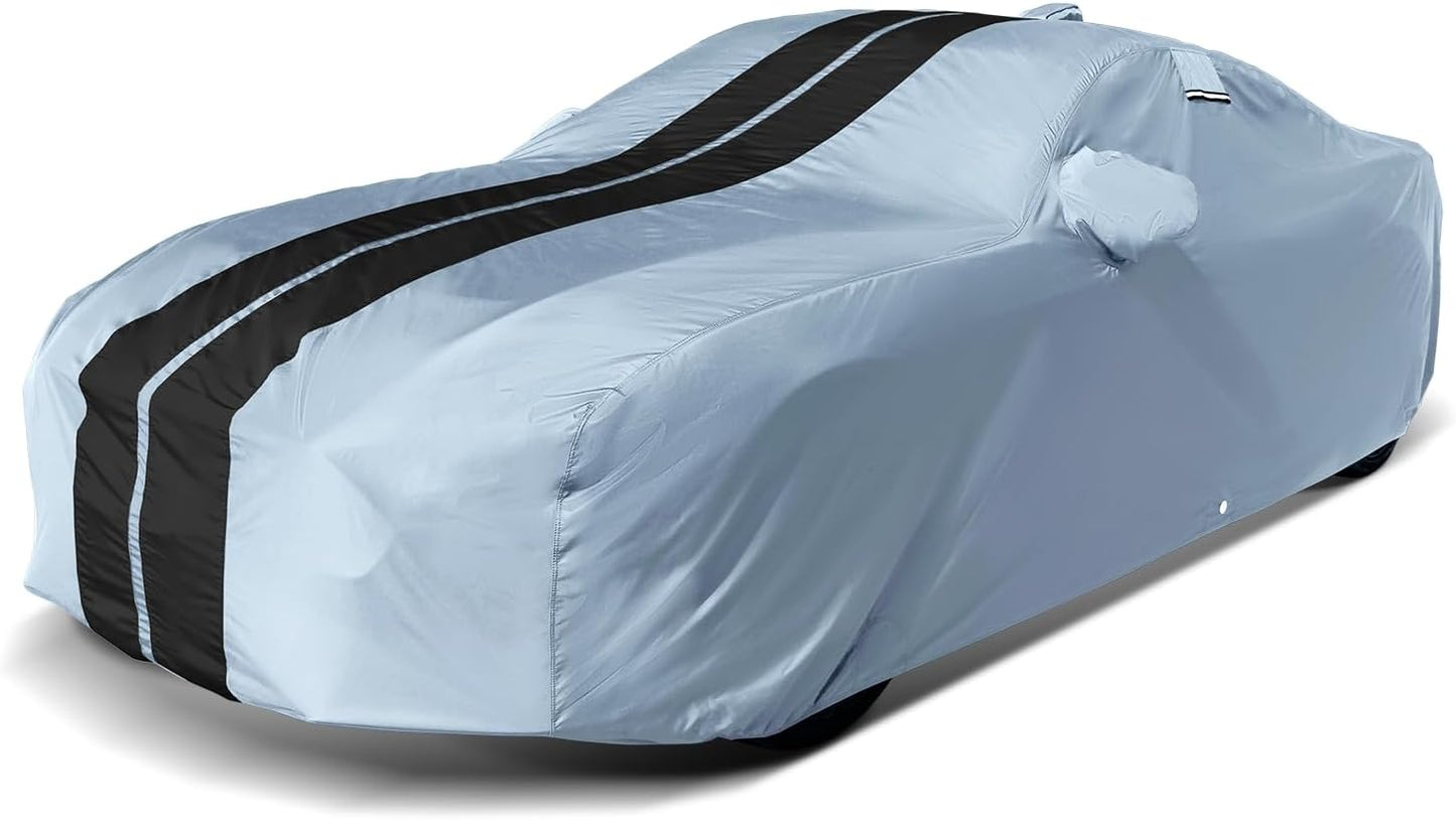 iCarCover Custom SUV Cover for Pontiac Trans AM (1991-1997) Waterproof All-Weather Rain Snow UV Sun Protector Full Exterior Indoor Outdoor Car Cover (Stripe - Gray/Black)