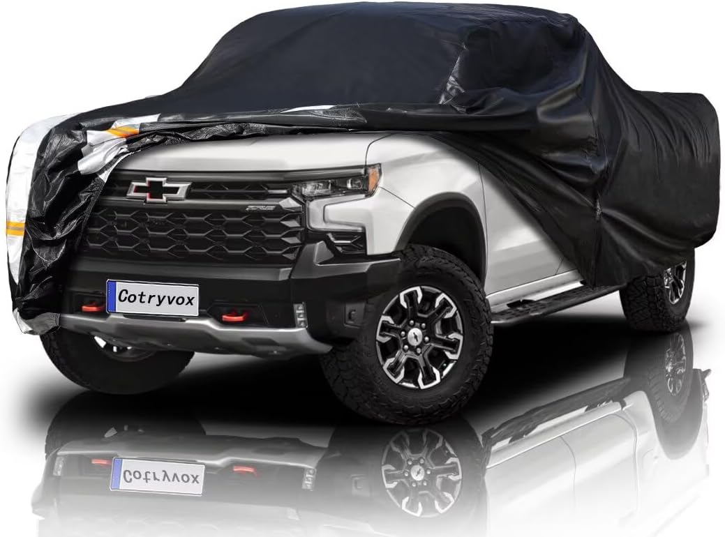 Chevrolet Silverado 1500 Truck Cover Custom Fit 1998-2025 Extended Cab SB (8.1') with Door Zipper, 12 Layers Full Exterior Pickup Truck Cover Waterproof All Weather, Wind Dust Sun and UV Protection.