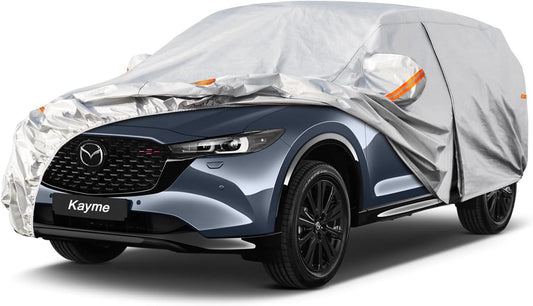 Kayme 6 Layers SUV Car Cover Custom Fit for Mazda CX-5 CX5 (2012-2025) Waterproof All Weather for Automobiles, Outdoor Full Cover Rain Sun UV Protection.Silver