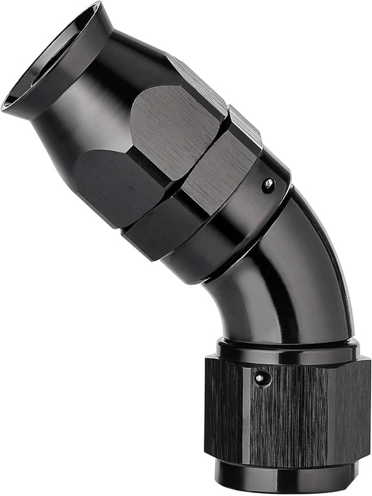 EVIL ENERGY 8AN 45 Degree PTFE One Piece Full Flow End Hose Fitting Aluminum Black