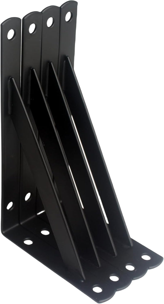 4 Pack L6 x H 3.5" Black Heavy Duty Shelf Brackets with Screws Metal Shelf Brackets Shelf Support Angle Brackets for Shelves L Brackets Heavy Duty Floating Shelf
