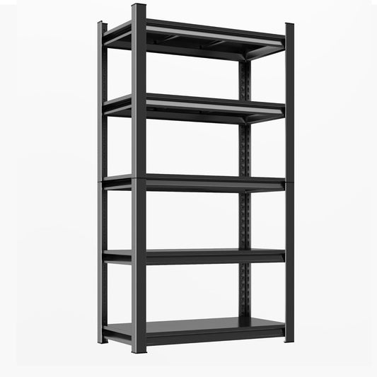 63"H Garage Shelving Heavy Duty Rack, 3000 LBS Extra Large Capacity 5 Tier Adjustable Storage Shelves, Metal Industrial Shelf Units for Garage, Basement and Warehouse, 63"H×19.7"W×13.8"D, Black