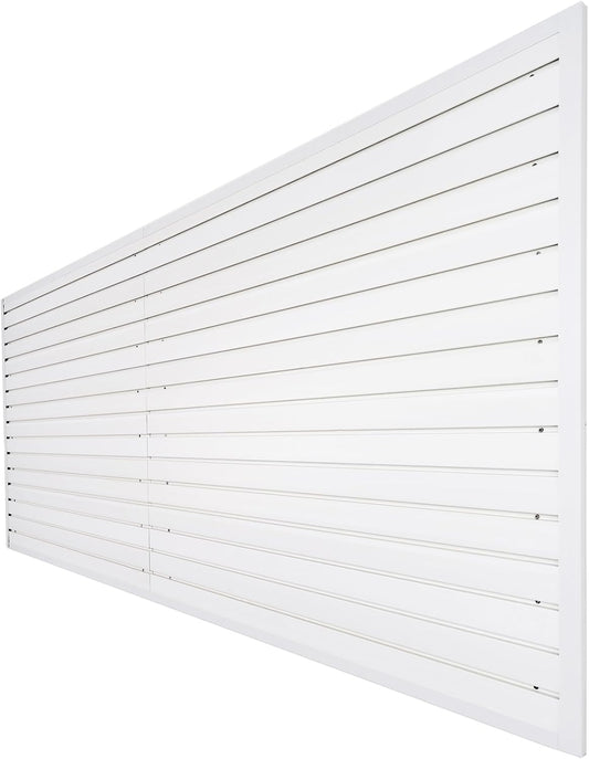 Slatwall Panels 4x8 ft Garage Wall Storage System, PVC Slat Wall Paneling Garage Organizers and Storage Utility Rack Heavy Duty, Garage Slatwall for Tool Organization Peg Board (White)