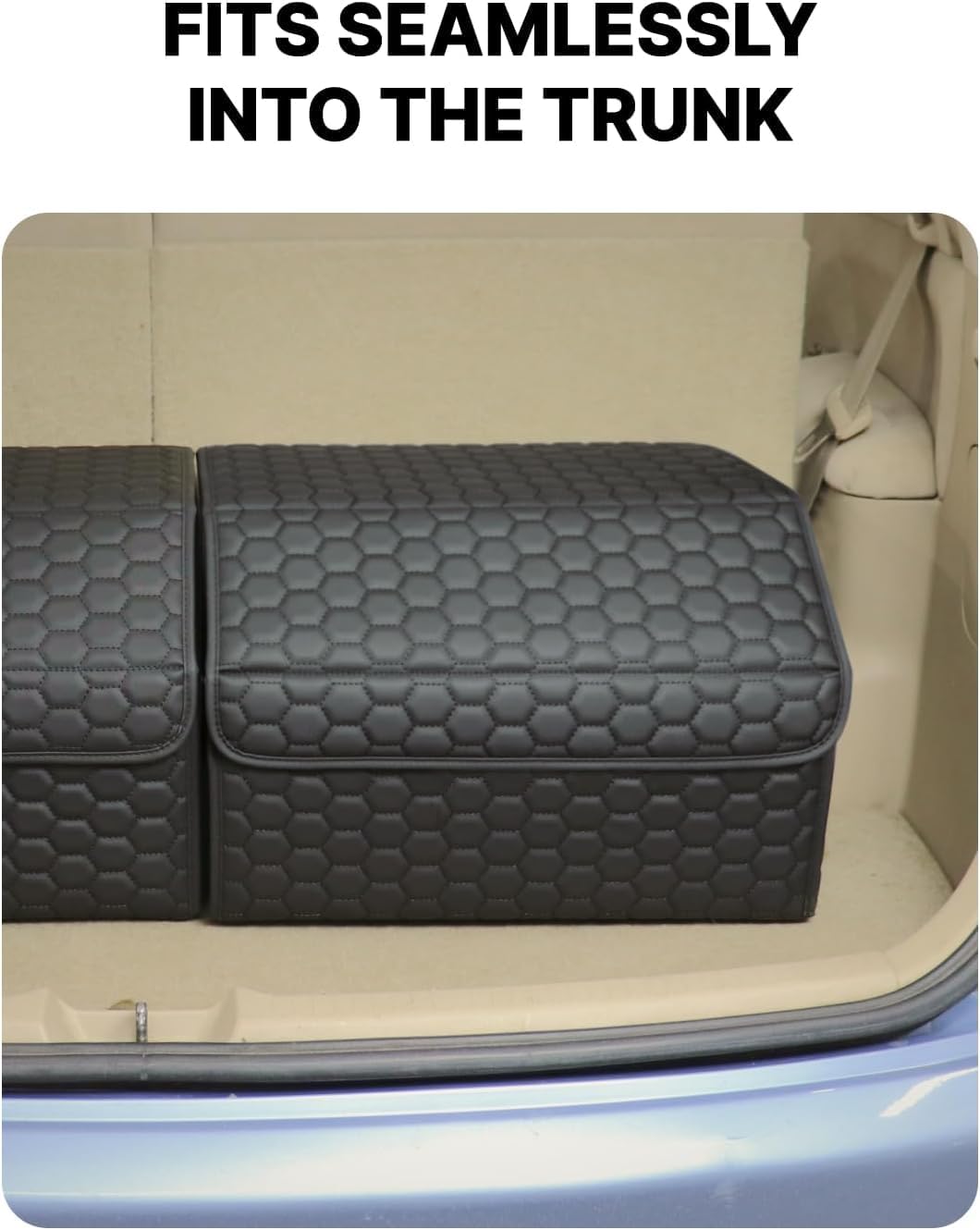 Trunk Organizer For Car - Collapsible Storage Bins - Keep Groceries, Sports Gear & Tools Secure On Road Trips - Best Gifts for Men - Heavy Duty Cargo Tote (Black 21.6)