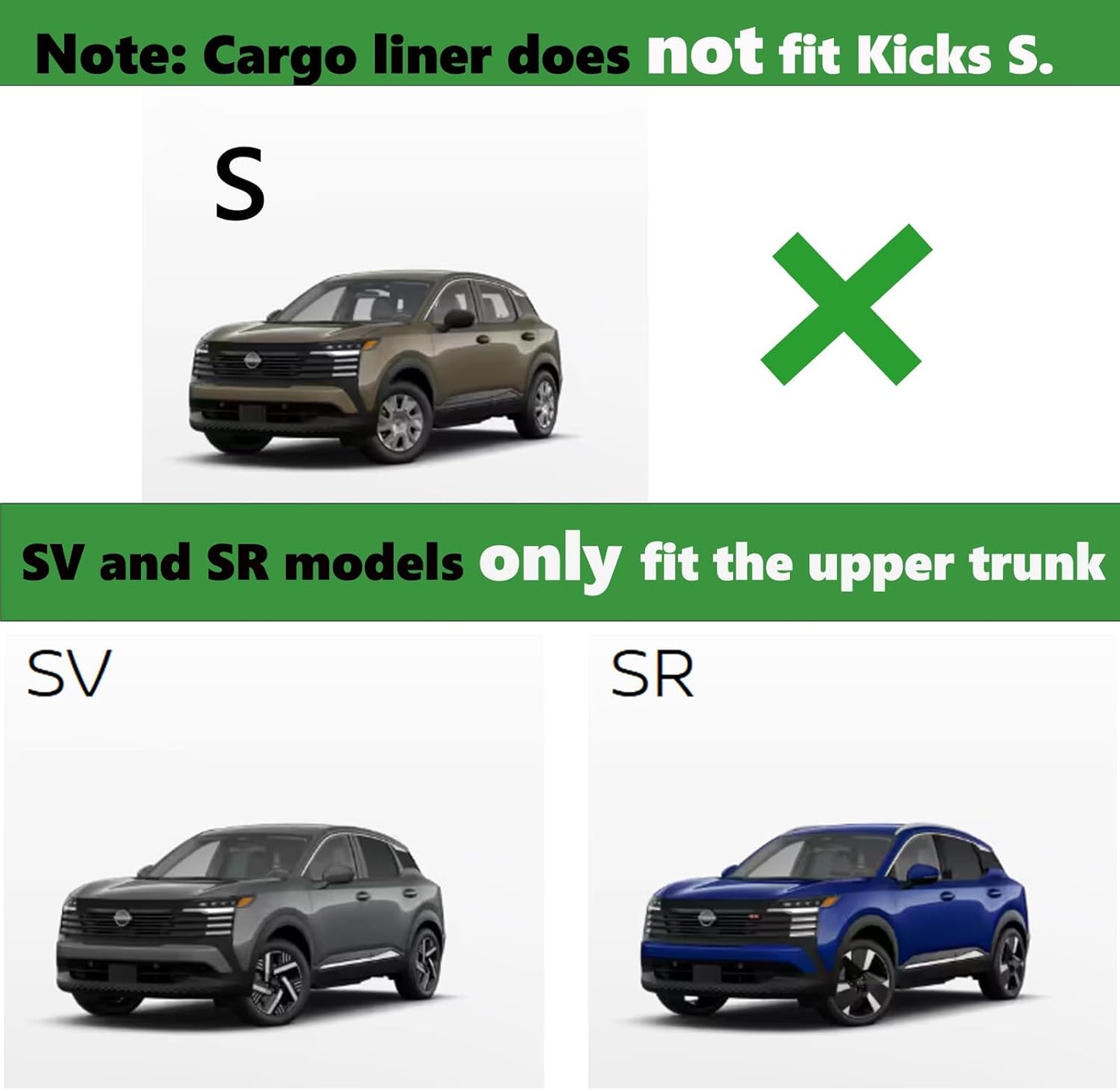 for Nissan Kicks Floor Mats 2025 SV/SR (Not for S),Car Mats for Nissan Kicks All Weather Floor Mats Cargo Liner Accessories Backrest Cargo Mat 2025