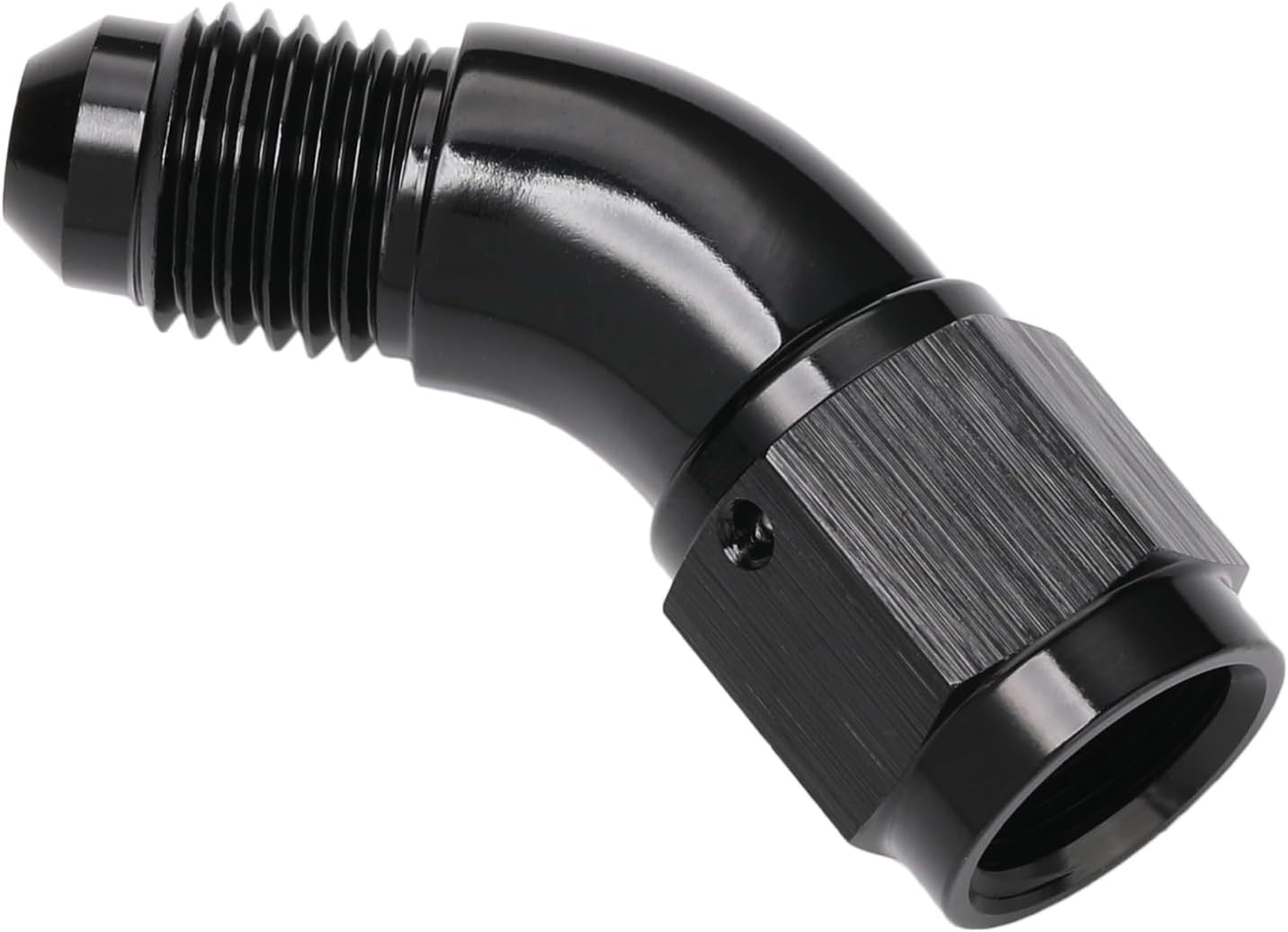 45 Degree 4AN Male to 4AN Female Swivel Full Flow Fitting Adapter Coupler Aluminum Black