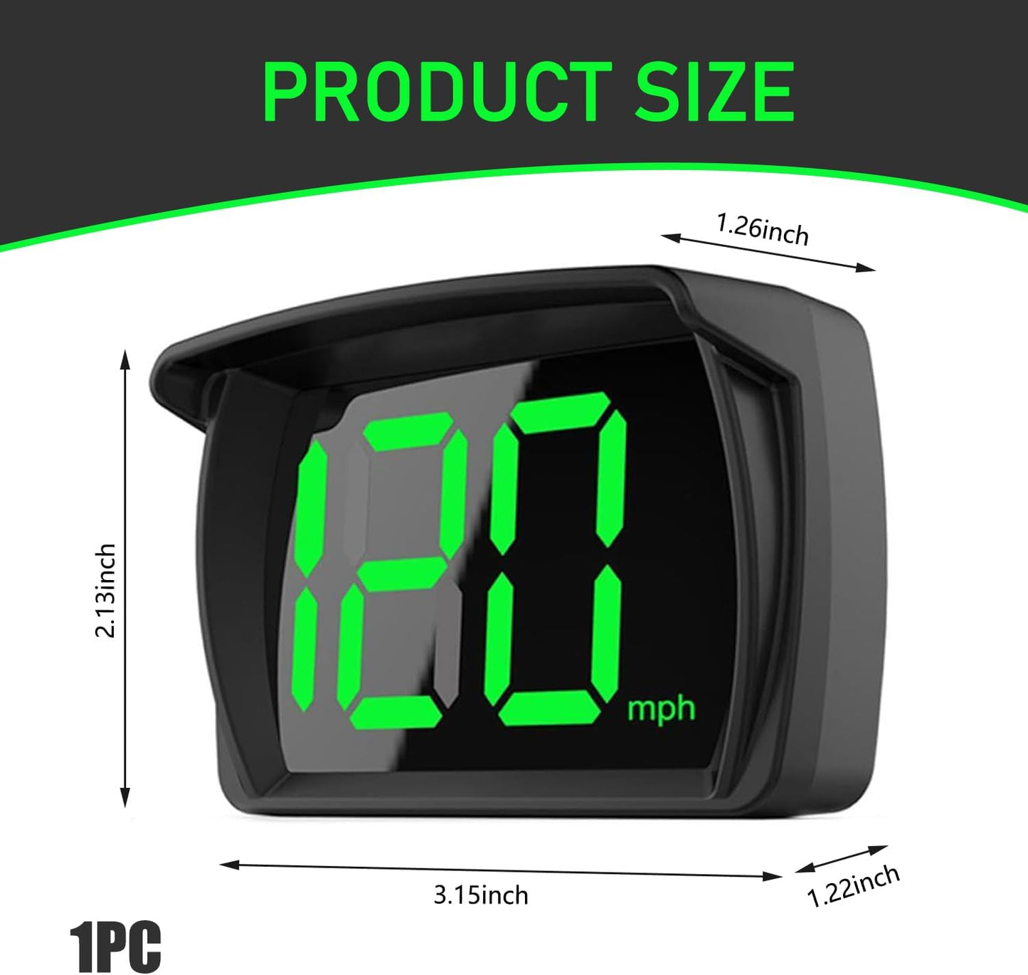 1 PC Speedometer HUD for Cars Trucks Motorcycles USB Plug & Play Digital MPH Speed Meter Head Up Display with Shading Plate Car Charger Adapter