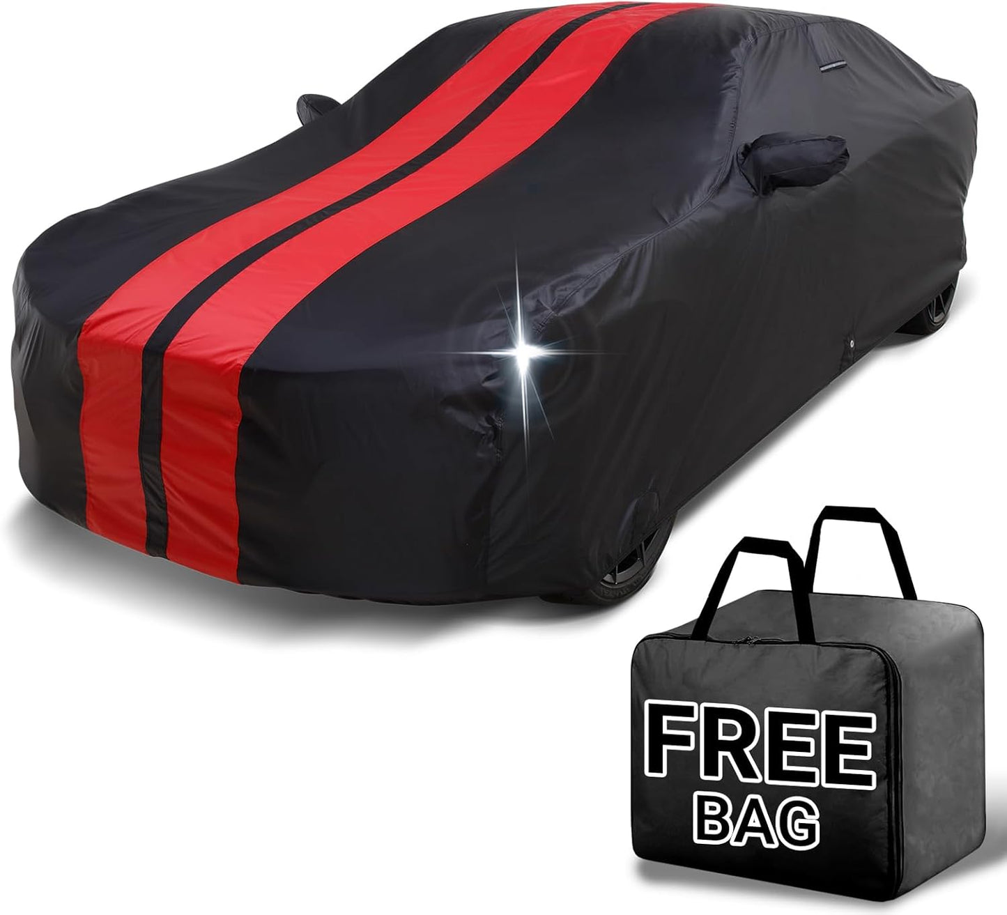 iCarCover Custom Car Cover for Buick Regal (1988-2020) Waterproof All-Weather Rain Snow UV Sun Protector Full Exterior Indoor Outdoor Car Cover (Stripe - Black/Red)