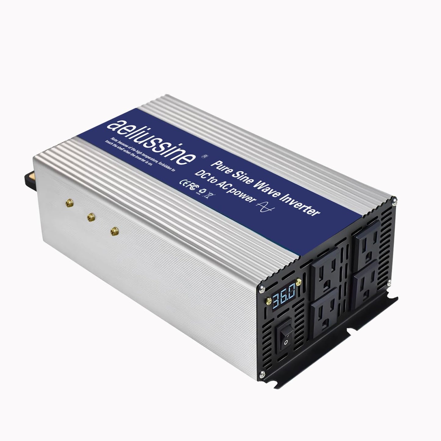 2000W Pure Sine Wave Inverter-36V DC to 110V 120V AC Power Converter with 4 AC Outlets, 36 Volt Power Inverter for Truck, Rv, Camping, Home, Emergency Power