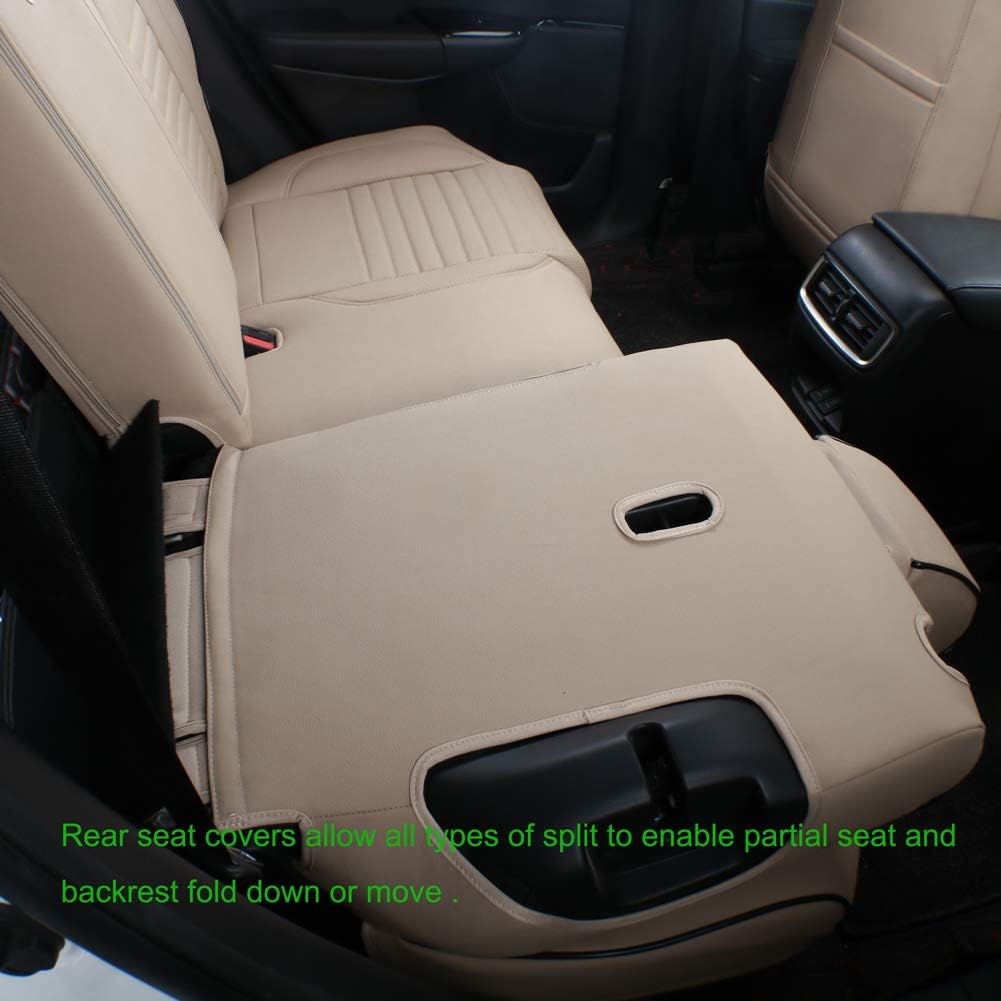 EKR Accord Car Seat Covers for Honda Accord 2023 2024 2025 LX(Rear Row W/Solid Backrest) Leather Car Seat Covers,Waterproof Car Seat Protectors,Trucks Seat Covers Full Set(Beige)