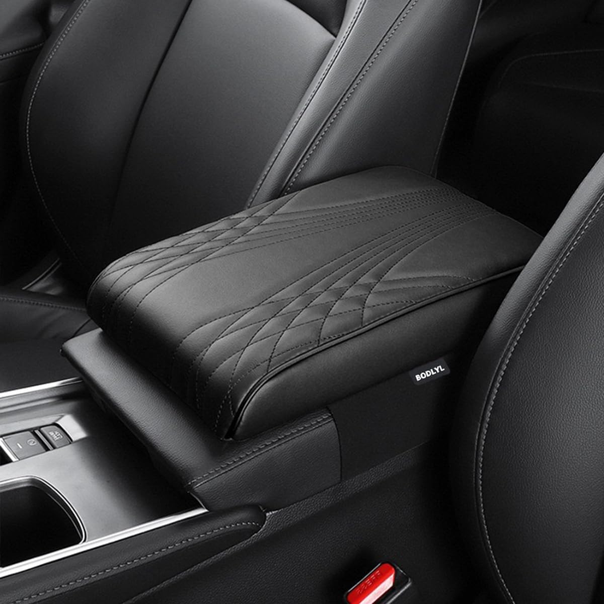 Car Center Console Cover, Memory Foam Car Armrest Cover, Black Arm Rest Covering Car, Middle Organizer Elbow Pillow, Leather armrest Cover for Car/SUV/Truck/Auto (No.2 Black)