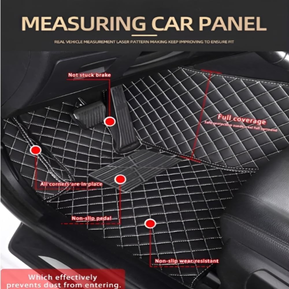 Add Personal Touch to Your Vehicle with IMEISH Customizable Logo Text Car Mats for 99% of vehiclesPads Protection Non-Slip Leather Floor Liners (Beige and Black Beige)