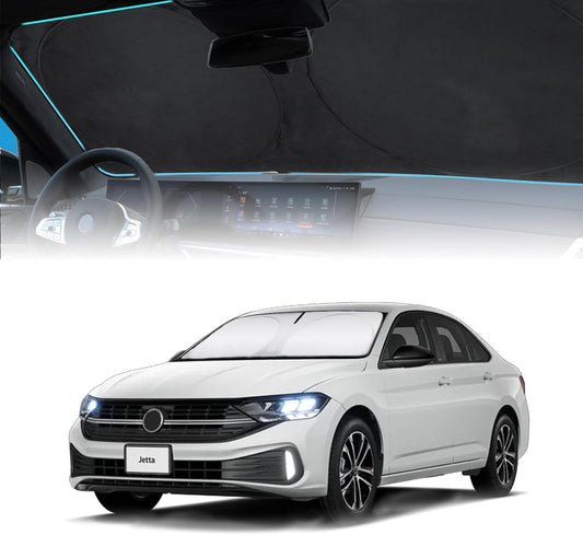 INSAUTO for VW Jetta 2020 Windshield Sun Shade Sunshade 2 Layers Front Window Shield for 2019-2026 Volkswagen Jetta Windshield Cover 210T Reflective Custom Fit Sun Visor Blocks UV Ray Car Accessories