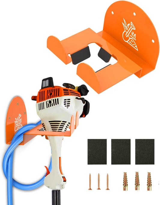 Weedeater Rack & Garden Tool Hanger - 180LB Heavy-Duty Alloy Steel Wall Mount Set, for Stihl Power Tools, Grass Trimmer, Garden Tools, Space-Saving Storage for Garage, Shed, Workshop
