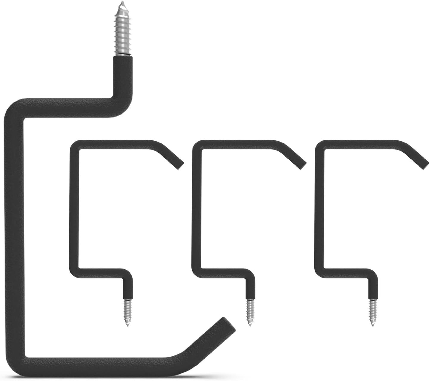 Screw in Ladder Hook, Black Heavy Duty Tool Holders 4PC, Bike Hooks, Wall Mount Garage Storage Hanger, Shelf Organizer for Hanging Bike, Ladder, Folding Chair, Cord