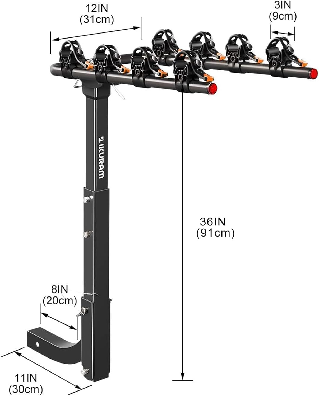 4 Bike Rack Bicycle Carrier Racks Hitch Mount Double Foldable Rack for Cars Truck SUV Fits 2" Receiver, Tie Down Strap, Anti-Rattle Hitch Tightener & Locking Hitch Pin