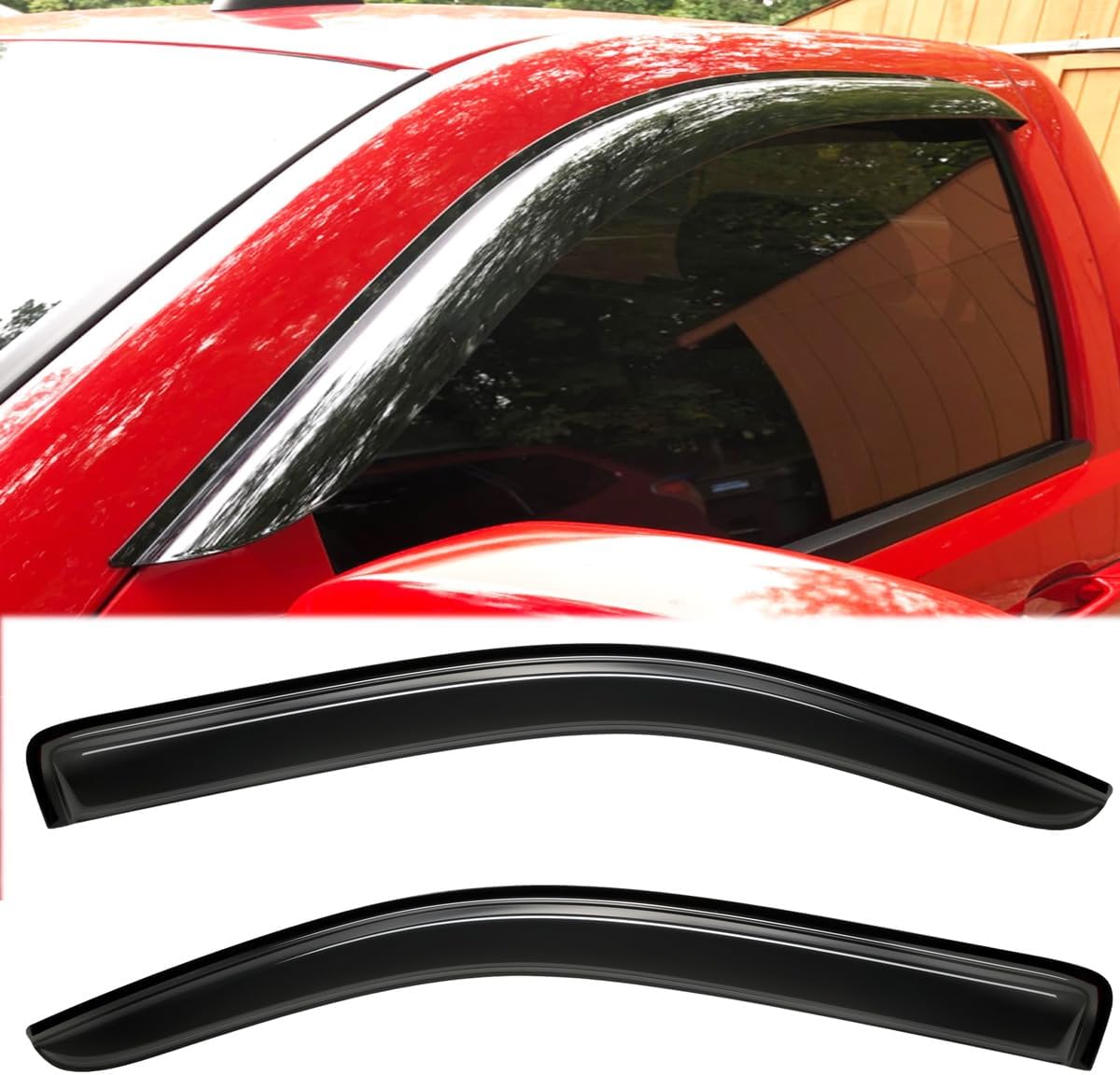 2pcs Outside Mount Style Dark Smoke Window Rain Guards Durable Side Wind Deflectors Vent Window Visors Compatible with 2014-2022 Ford Transit 92676