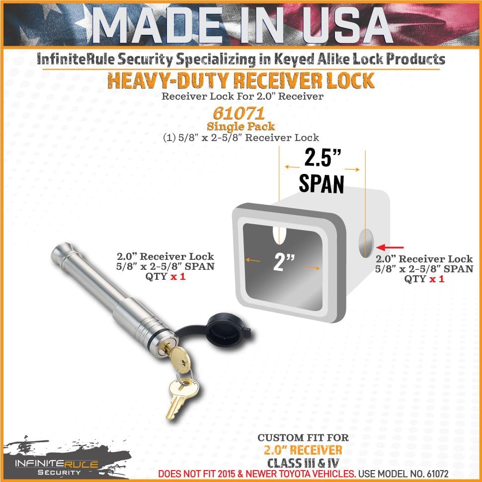 61071 | Receiver Lock for 2" Receiver - Class III & IV