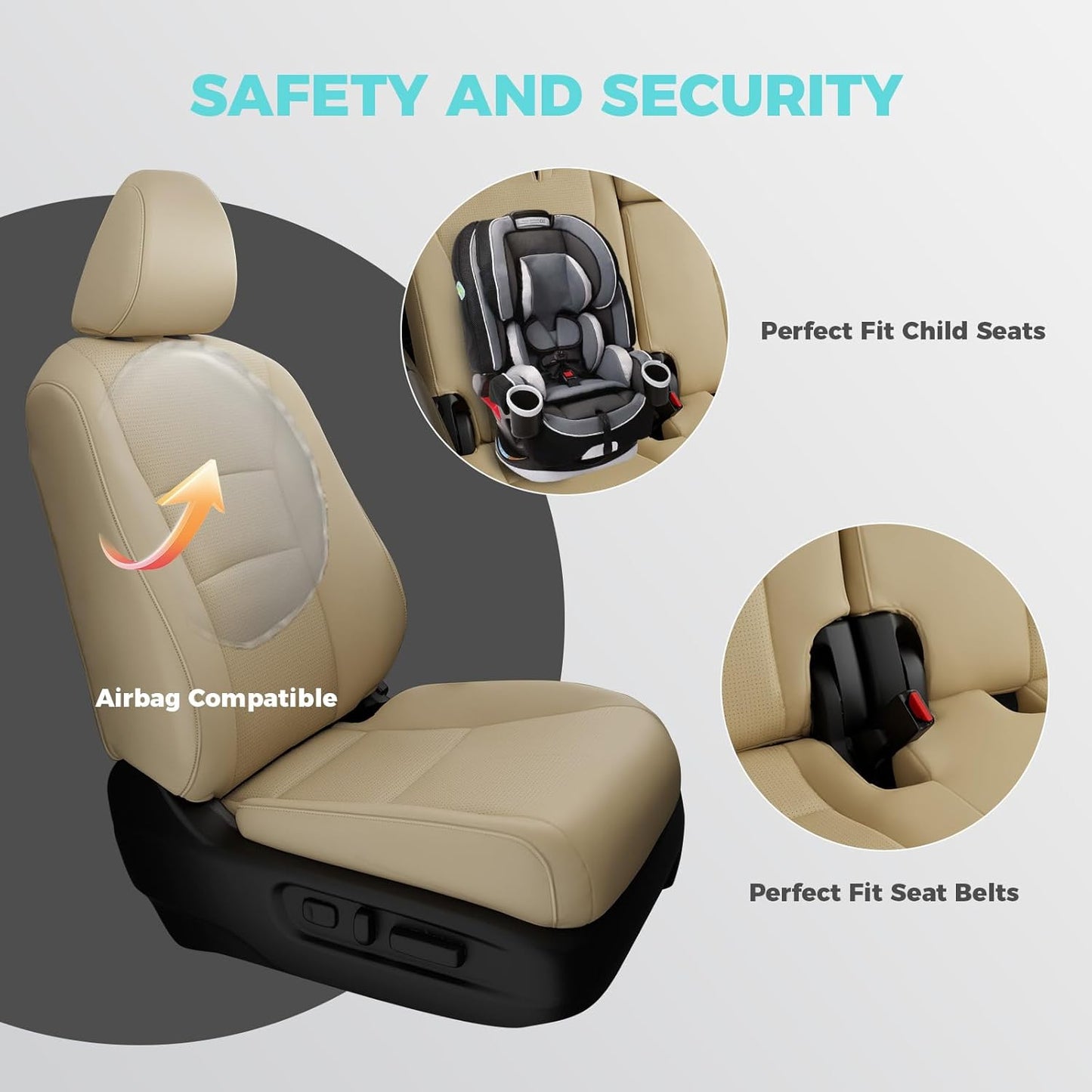for Honda Pilot Seat Covers,Car Seat Protectors Full Set Custom Fit Pilot EX-L, Special Edition, Touring, Sport 2016 2017 2018 2019 2020 2021 2022-8 Seats, Full Coverage Waterproof, Beige