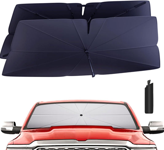 Windshield Sun Shade Umbrella: for Dodge RAM-1500-2019-2025 - Front Custom Car Window Shades - Double Thickened Foldable Dodge RAM 1500 Sunshades Block UV Keep Cool