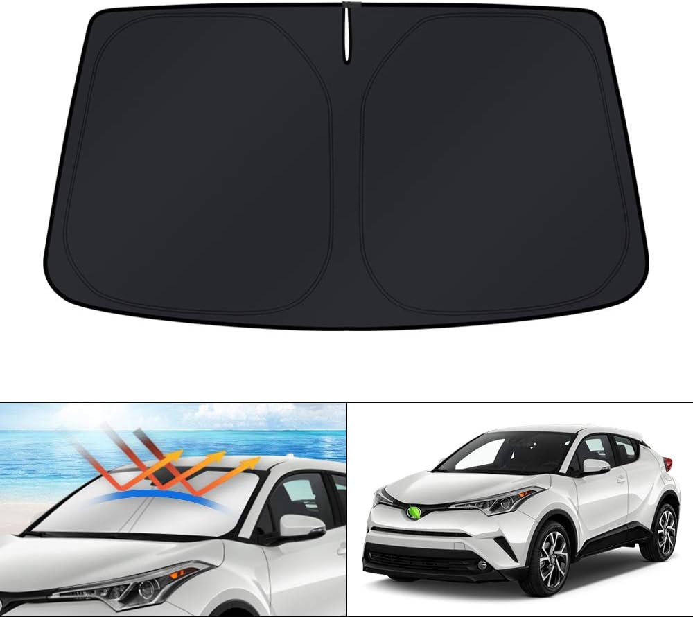 KUST Windshield Sun Shade for Toyota CHR 2018-2023 CH-R Window Cover Sun Visor Foldable Sunscreen Blocks UV Rays Keep Your Car Cooler