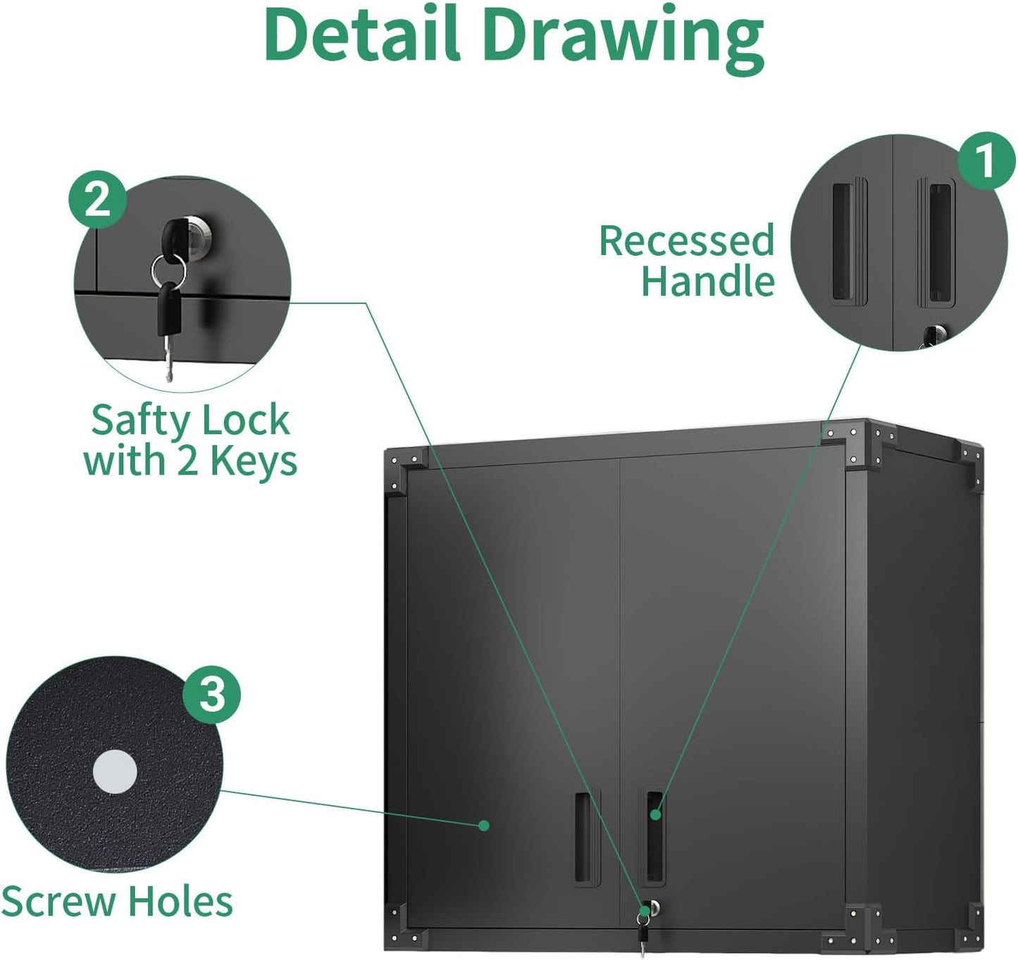 Metal Tool Cabinet,Garage Storage Cabinet System,Wall Cabinet & Locking Rolling Tool Cabinet with Doors and Adjustable Shelves,Steel Tool Cabinets for Home,Office (5 Pcs-StyleB, Black)