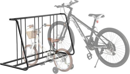 VEVOR Bike Rack, Fits Tire Width 3 Inch/76.2 mm, Carbon Steel Double-Sided Grid Bike Rack Stand, Freestanding Bicycle Storage Holder for Curbside, Garage, Indoor, Outdoor Parking, 6-Bicycle Capacity