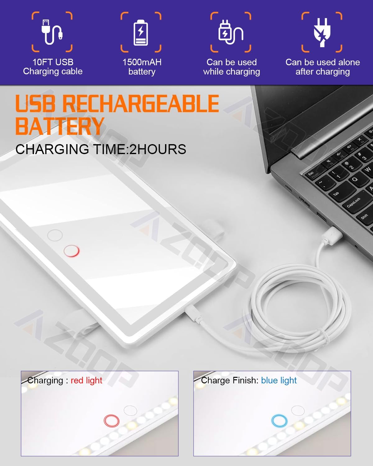 2 Pcs Car Sun Visor Vanity Mirror, Upgraded Car's Mirrors with Lights, Makeup Mirror with 3 Light Modes, Dimmable Touch Screen, Rectangular White, Universal for Car SUV Truck