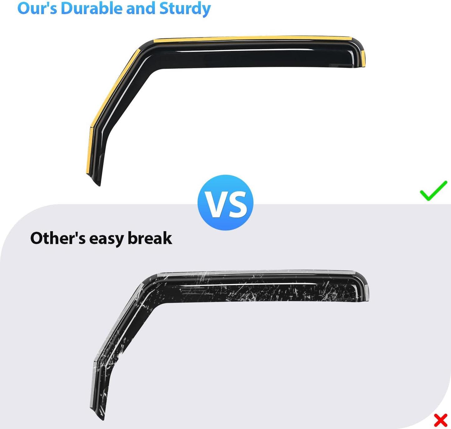 Nilight in Channel Rain Guards for Ram 1500 2009 2010 2011 2012 2013 2014 2015 2016 2017 2018 Crew Cab, 2019-2023 Ram 1500 Classic Body, Original Window Deflectors, Vent Window Visors-4PCS