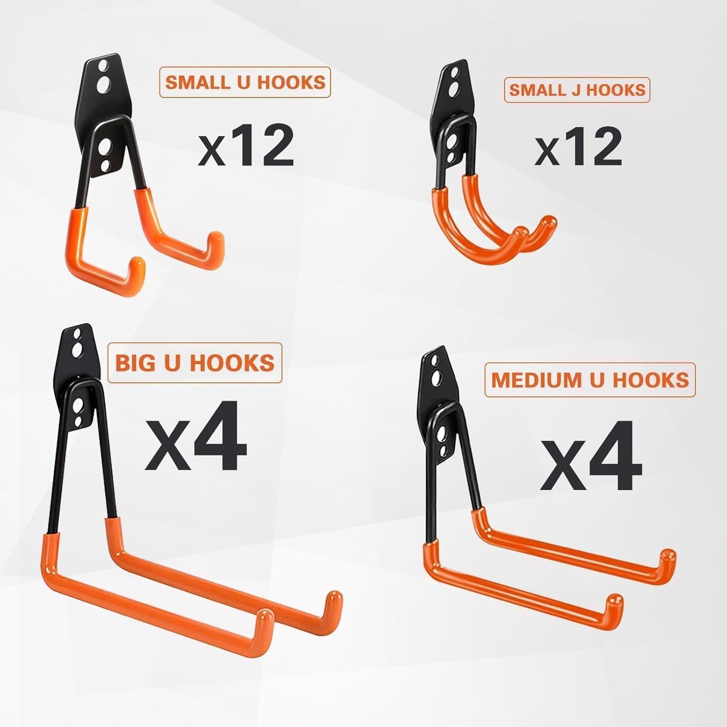 32 Pack Garage Hooks garage organization Steel Heavy Duty Garage Storage Hooks Utility Steel Wall Mount Garage Hanger &Organizer for Bikes,Garden Tools, Ladders, Bulk Items Ropes and More Equipment