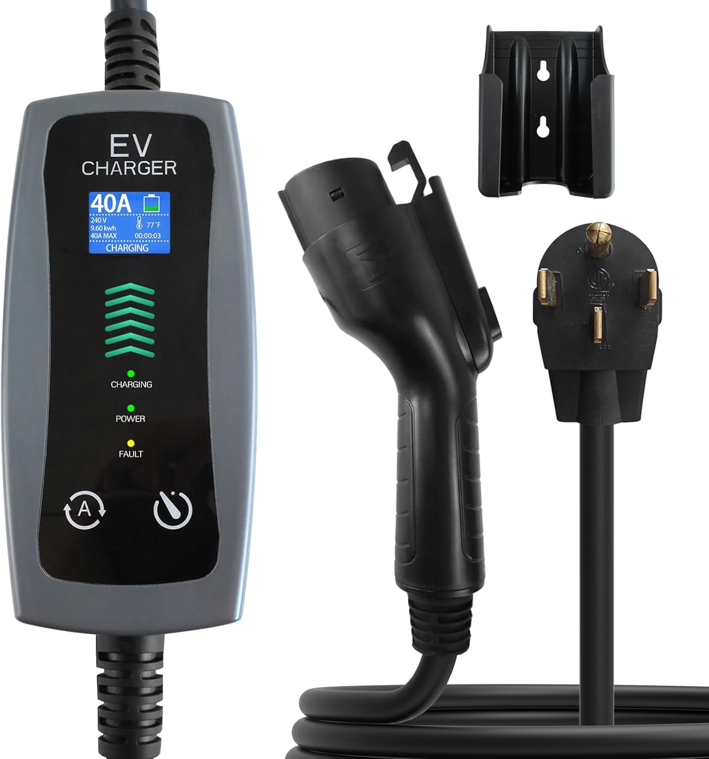 Level 2 Portable EV Charger, 16-40 Amp, 240V, 25ft Cable, Faster Charging Station, Compatible with All EV Cars, NEMA 14-50P