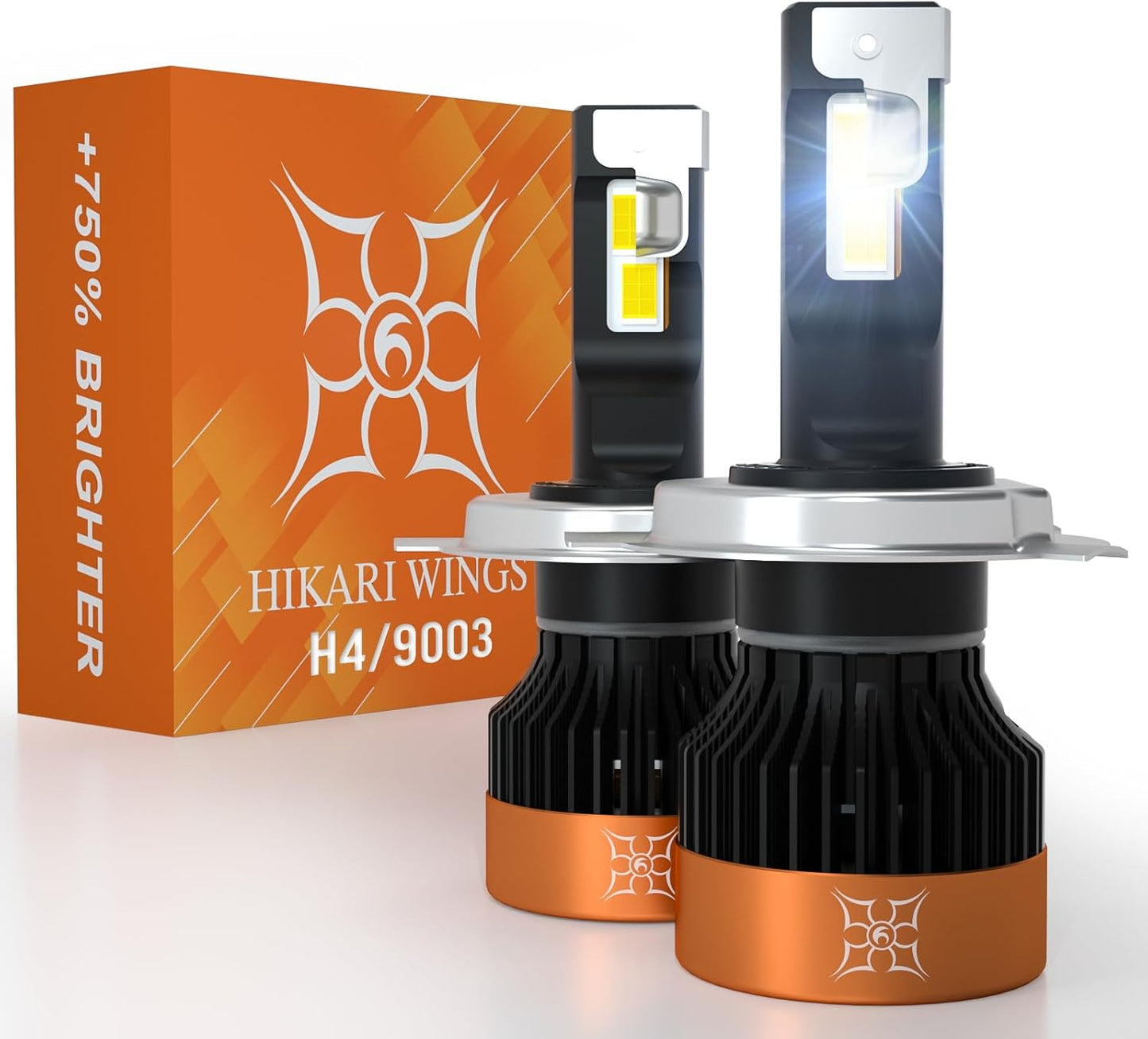 HIKARI WINGS H4/9003 LED Fog light, 30000LM Pure White 6000K LED Bulbs, Plug & Play IP68 Waterproof Pack of 2
