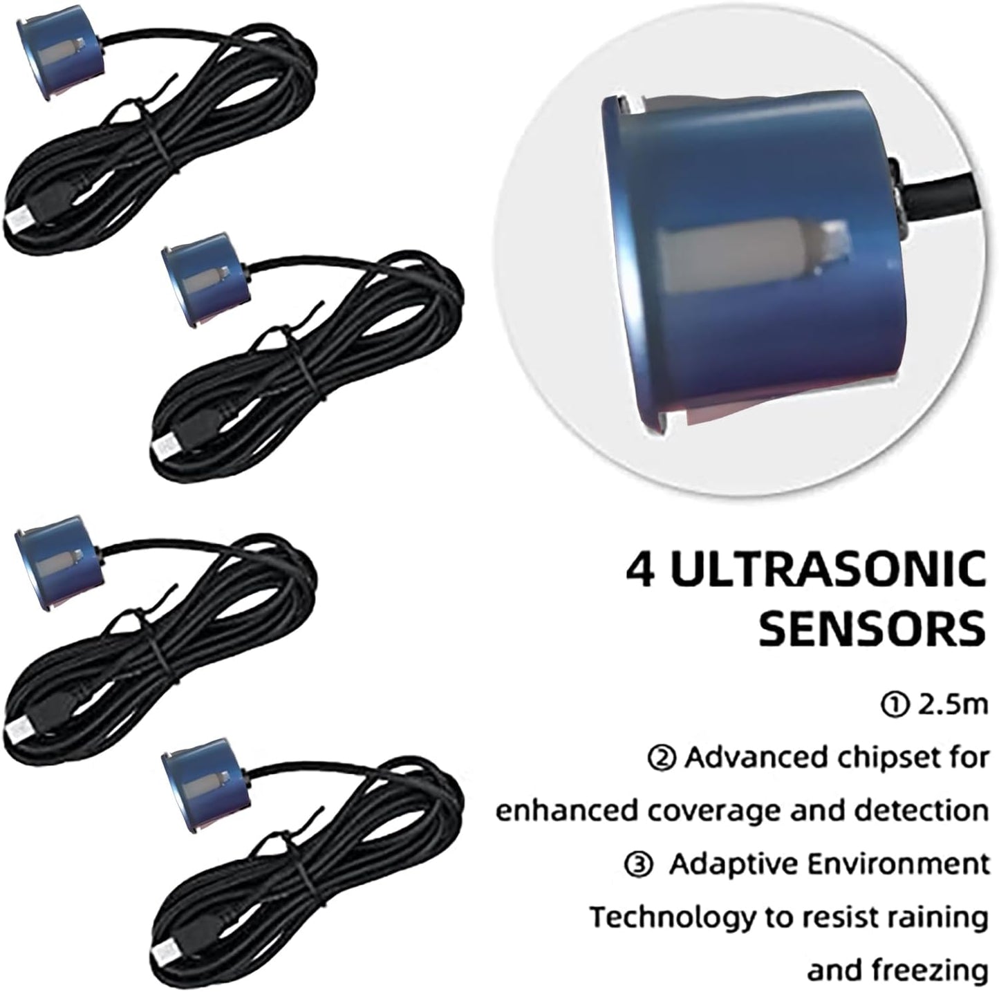 Car Reverse Backup Parking Sensor Radar System kit The LED Display with 3 Colors can Both Shows Distance Data and warn You with beep Sound Adjustable Volume Compact and Easy to Install Light Blue