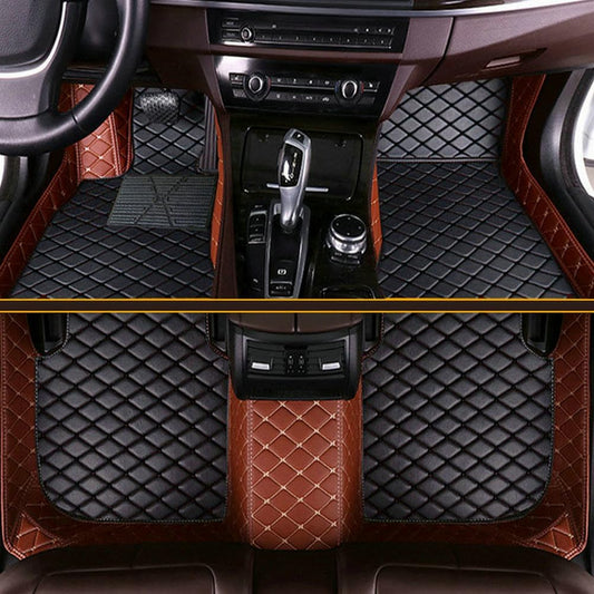 Customized personalized car floor mats, all-weather luxury car floor mats, waterproof and anti slip leather car floor mat lining, 95% customized car, truck, and SUV floor mats (Edge light brown1)