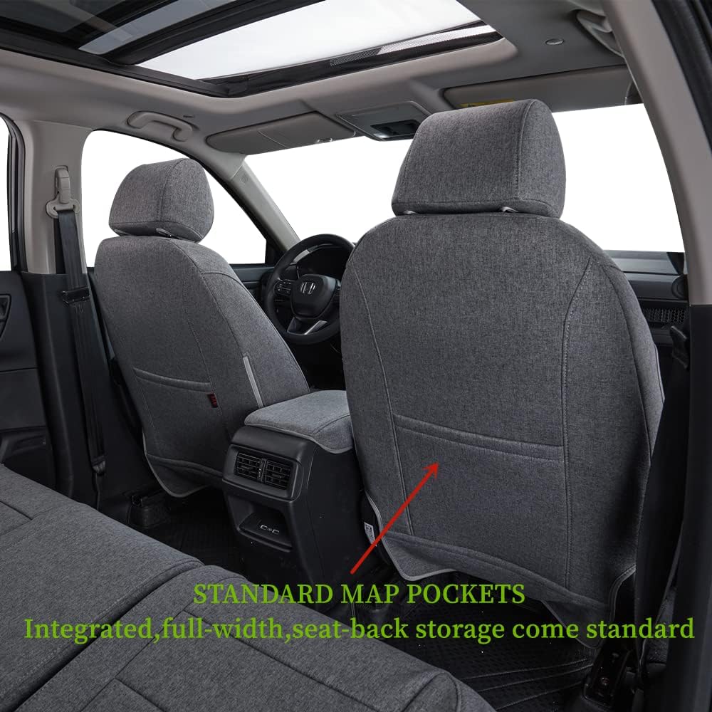 coverdream CRV Seat Covers Custom Fit for 2023 2024 2025 2026 Honda CR-V LX,EX,EX-L,Sport Series,Hybrid,Fully Covered,Airbag Compatible,UV Resistant Polyester Seat Protector(Full Set,Gray)
