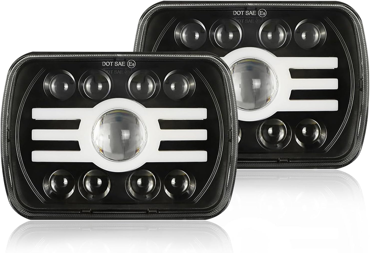 5x7 7x6 Inch LED Headlights, H6054 80W Headlights, Turn Signals, DOT Approved, High/Low Beam, DRL, Compatible with Jeep Wrangler YJ, Cherokee XJ, Chevy Express, Ford F150, Cars, Trucks, Pickups