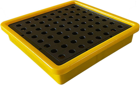 2 Drum Containment Spill Pallet, Polyethylene Low Profile Paint Bucket Tray, Industrial Garage Storage Detachable Shipping Leakproof Platform (Color : Yellow-5 Pack, Size : 13.4"x13.4"x2.6"