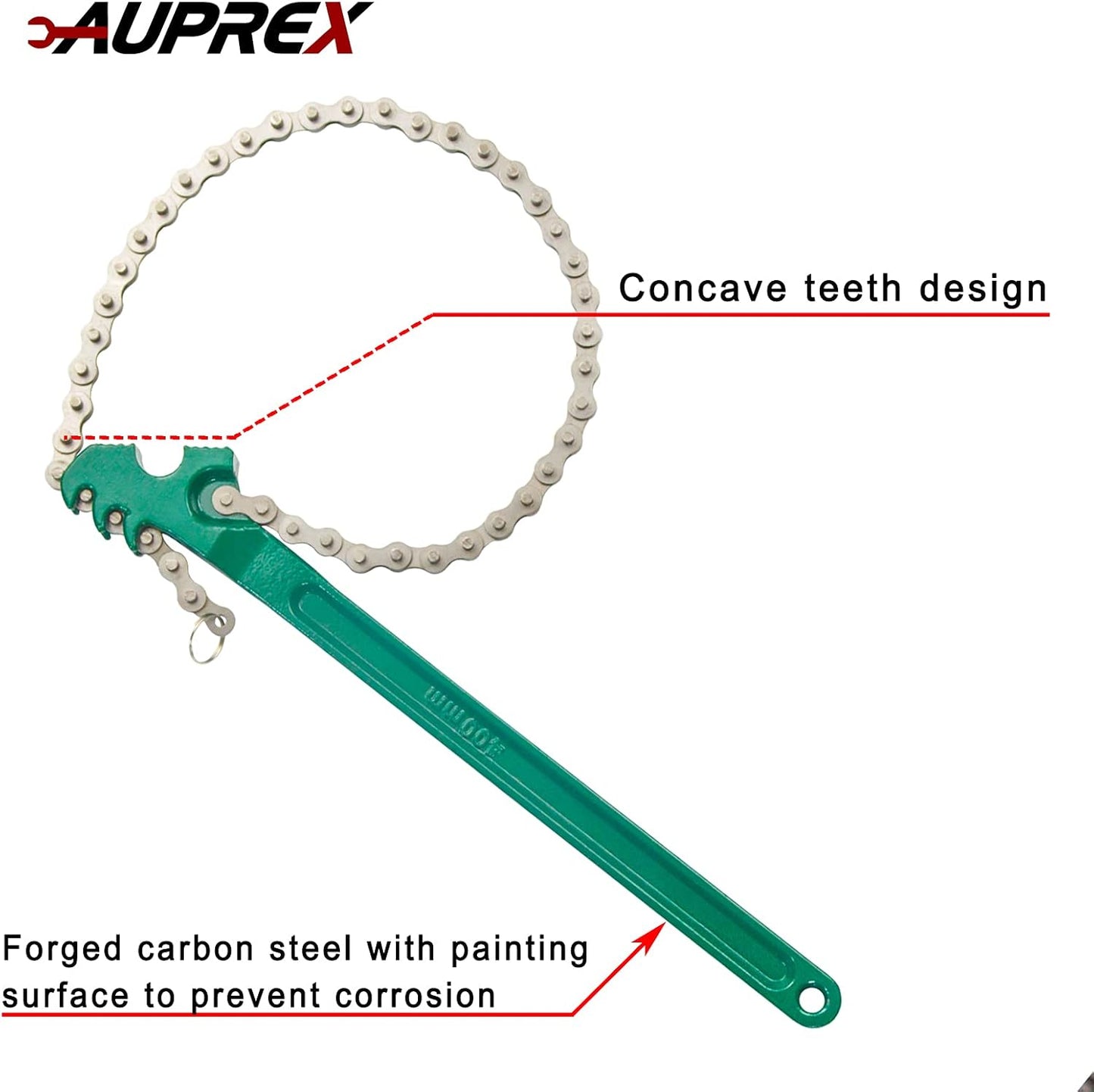 16 Inch Sturdy Adjustable Heavy Duty Ratcheting Chain Oil Filter Wrench Reversible Chain Style Pipe Fitter Wrench With Multi-Purpose Compatible With Max 8 Inch Diameter