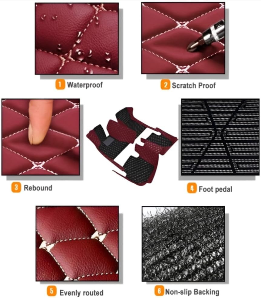 Add Personal Touch to Your Vehicle with IMEISH Customizable Logo Text Car Mats for 99% of vehiclesPads Protection Non-Slip Leather Floor Liners (Pink and Black Beige)